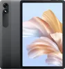 A black tablet is shown from the front and back, with a colorful abstract wallpaper on the screen. Produktbild-Vorschau