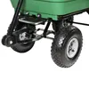 A close-up view of the wheels and frame of a green garden cart. Produktbild-Vorschau