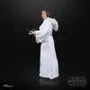 A Star Wars Princess Leia action figure in a white robe holding a blaster, presented against a black background. Produktbild-Vorschau