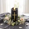Schwarze LED-Kerze mit Kreuz und Flammeneffekt, Produktbild-Vorschau 4