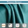 A close-up of teal velvet fabric with product feature icons at the bottom. Produktbild-Vorschau