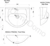 Technical drawing of a sink with dimensions and different views. Voir les images du produit