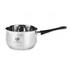 A stainless steel saucepan with a black handle is shown against a white background. Produktbild-Vorschau