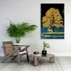 Wandbild Leinwandbild Baum mit Hirsch in Gold Kunstdruck Produktbild-Vorschau 3