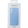 The image shows the packaging of a blue Samsung silicone cover for a Samsung Galaxy S22+. Voir les images du produit