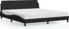 A black bed frame with a white mattress on a white background. Produktbild-Vorschau