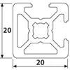 Länge 1690mm - Design-Aluminiumprofil 20x20L 2 Nuten Produktbild-Vorschau 2