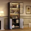 Moderne minimalistische Vitrine mit Glastüren, Hochschrank Produktbild-Vorschau 3
