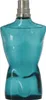 A blue glass bottle shaped like a human torso with a silver cap. Voir les images du produit