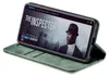 A smartphone in a green flip case is displayed, showing a movie streaming interface on its screen. Produktbild-Vorschau