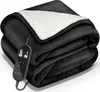 A folded black electric blanket with a white sherpa lining is shown. A black controller with a digital display is attached to the blanket. Náhľad obrázku produktu