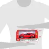 A red Bburago Ferrari F12TDF model car in its packaging, with dimensions indicated. Produktbild-Vorschau