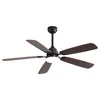 A black and brown ceiling fan with five blades and an integrated LED light. Produktbild-Vorschau