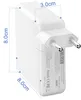 A white USB-C power adapter with dimensions indicated. Produktbild-Vorschau