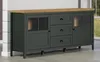 A dark green sideboard with a wood-look top and black hardware. Podgląd zdjęcia produktu