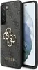 A close-up shot of a phone case with a Guess logo and pattern, placed next to a smartphone. Produktbild-Vorschau