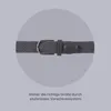 A close-up of a grey woven belt with a metal buckle, presented within a circular overlay against a plain background. Anteprima dell’immagine prodotto