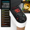 A close-up of a modern electric kettle with a digital display showing the temperature and various icons, alongside a list of temperature settings and a cup of tea. Náhľad obrázku produktu