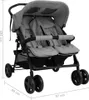 vidaXL Passeggino gemellare grigio chiaro acciaio Anteprima dell’immagine prodotto 11
