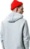 A person wearing a red beanie and a gray hoodie, shown from the back. Podgląd zdjęcia produktu