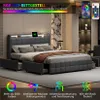 CDGlobal čalouněná postel 160x200 cm s LED osvětlením a USB Náhled obrázku produktu 4