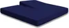 A navy blue mattress topper with a split design, shown from a diagonal angle on a white background. Produktbild-Vorschau