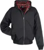 A black hooded jacket with a red plaid lining is shown against a white background. Náhled obrázku produktu