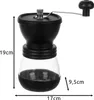A black and clear manual coffee grinder with measurement markings. Náhľad obrázku produktu