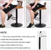 Two images showing how to use a bar stool's pneumatic lift, with text explaining common issues and a diagram of the lift mechanism. Podgląd zdjęcia produktu