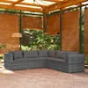 vidaXL 5-tlg. Garten-Lounge-Set mit Kissen Poly Rattan Grau Produktbild-Vorschau 2
