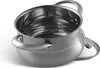 A stainless steel pot with two handles and a lid resting beside it, set against a white background. Náhled obrázku produktu