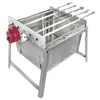A stainless steel shashlik grill with a red motor on the side, shown on a white background. Produktbild-Vorschau