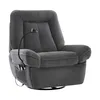 A gray corduroy recliner chair with a built-in lamp and side pocket. Produktbild-Vorschau