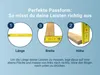 Diagrams showing how to measure the length, width, and height of wooden slats. Produktbild-Vorschau