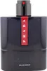 Prada Luna Rossa Ocean Flasche mit dunklem Sprühkopf und rotem Markenstreifen vertikal auf der Front. Voir les images du produit