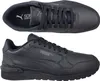A top-down view and a side view of a black Puma sneaker. Voir les images du produit
