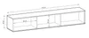 A line drawing of a wall-mounted TV unit with dimensions indicated. Náhled obrázku produktu