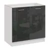 A white and black kitchen cabinet with reflective doors. Náhľad obrázku produktu
