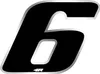 Sticker Rennnummer für Motorrad "6" schwarz 27 x 37 mm Produktbild-Vorschau 1