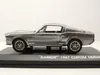 A silver 1967 Ford Shelby Mustang GT 500 Eleanor model car is displayed on a black stand. Produktbild-Vorschau