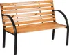 A wooden park bench with black metal legs and armrests, shown against a white background. Anteprima dell’immagine prodotto