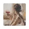 MuchoWow® Mauspad Mousepad Gemälde - Ölfarbe - Frau - Wein Produktbild-Vorschau 1