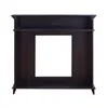 A dark brown fireplace surround with a white square opening in the center, isolated on a white background. Anteprima dell’immagine prodotto