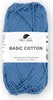 A ball of blue yarn with a label. Produktbild-Vorschau
