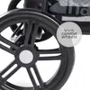 A close-up of a stroller wheel with a circular graphic overlay. Produktbild-Vorschau