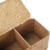 Úložný koš z mořských řas s víkem, obdélníková proutěná Náhled obrázku produktu 4