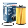 A Bosch oil filter and its packaging are shown against a white background. Produktbild-Vorschau
