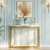 A console table with decorative items on top, set against a paneled wall. Podgląd zdjęcia produktu