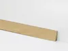 A close-up, angled view of a single plank of click-vinyl flooring with a wood grain pattern, leaning against a white wall. Produktbild-Vorschau