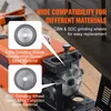 A close-up view of a drill bit grinder with callouts highlighting different grinding wheels and their uses. Anteprima dell’immagine prodotto